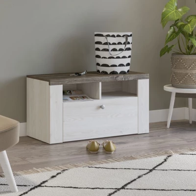 Nízký botník LEONOR - sibiu larche / dub sonoma lanýž