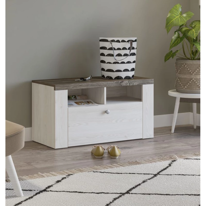 Nízký botník LEONOR - sibiu larche / dub sonoma lanýž