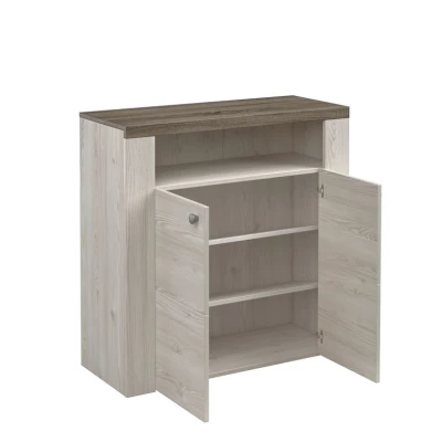 Policový botník s dvířky LEONOR - sibiu larche / dub sonoma lanýž