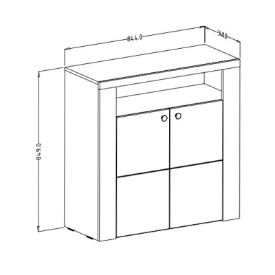 Policový botník s dvířky LEONOR - sibiu larche / dub sonoma lanýž