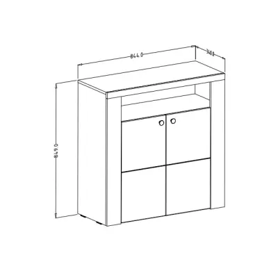 Policový botník s dvířky LEONOR - sibiu larche / dub sonoma lanýž