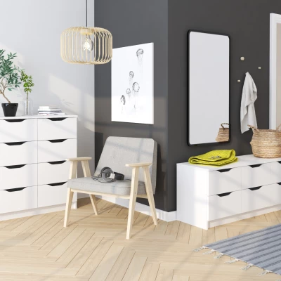 Široká zásuvková komoda LOWAKE 4 - bílá