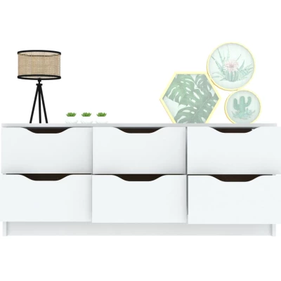 Široká zásuvková komoda LOWAKE 4 - bílá