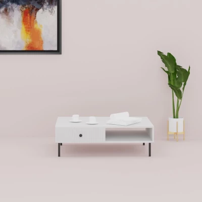 Konferenční stolek HASKEL - bílý + černý