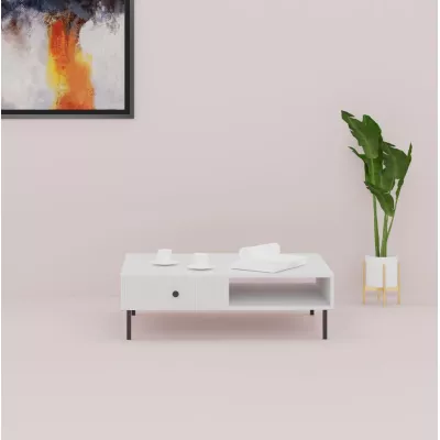 Konferenční stolek HASKEL - bílý + černý