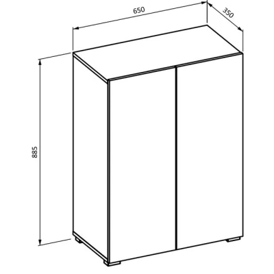 Úzká komoda s dvířky AFIBA - bílá