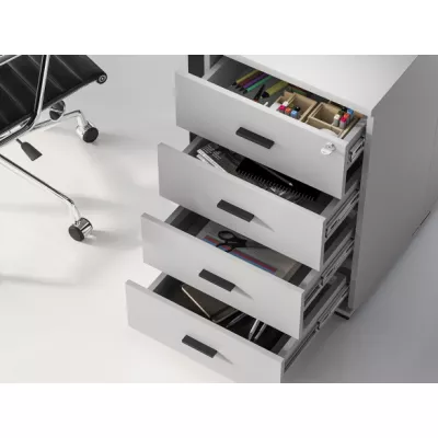 Šuplíkový kontejner AZRA s prodlouženou deskou - šedostříbrný