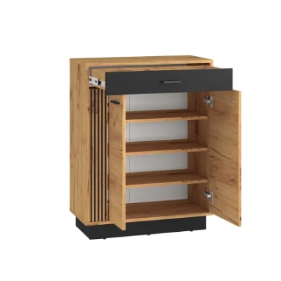 Botník se šuplíkem FAZA - dub craft / černý