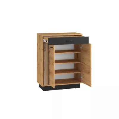 Botník se šuplíkem FAZA - dub craft / černý