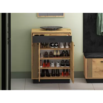 Botník se šuplíkem FAZA - dub craft / černý