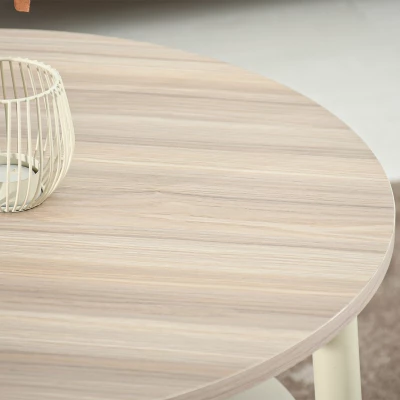 Kulatý konferenční stolek 60 TODOR - krémový / béžový jasan