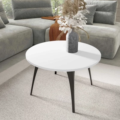 Kulatý konferenční stolek FRANIO - arktický bílý / černý