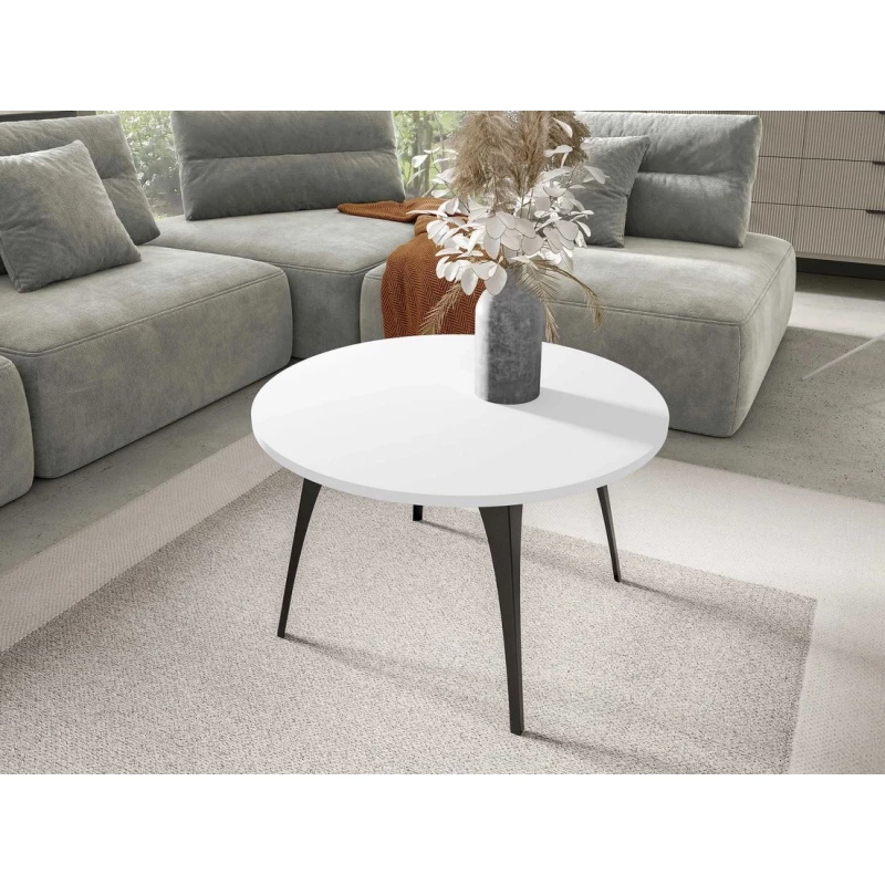 Kulatý konferenční stolek FRANIO - arktický bílý / černý