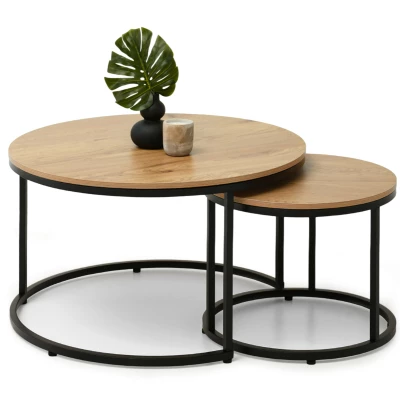 Set konferenčních stolků JACEK - dub / černý