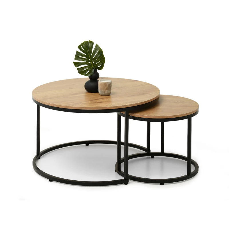 Set konferenčních stolků JACEK - dub / černý