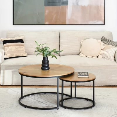 Set konferenčních stolků JACEK - dub / černý