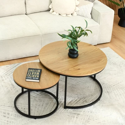 Set konferenčních stolků JACEK - dub / černý