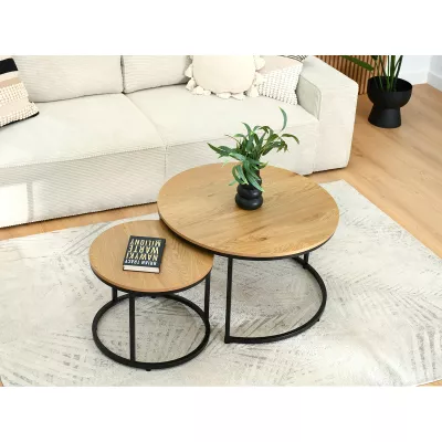 Set konferenčních stolků JACEK - dub / černý