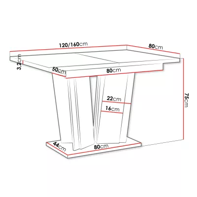 Rozkládací stůl do kuchyně 120x80 cm FERDEK 2 - mramor světlý / lesklý bílý