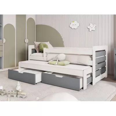 Rozkládací dětská postel 80x180 GERA - bílá / šedá