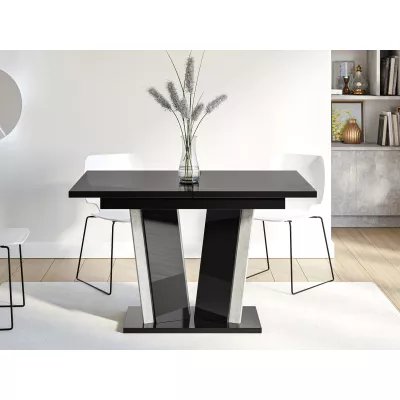 Rozkládací jídelní stůl OLEGIN - lesklý černý / šedý