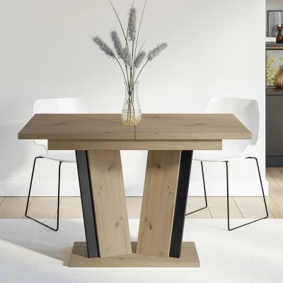 Rozkládací jídelní stůl OLEGIN - dub artisan / černý