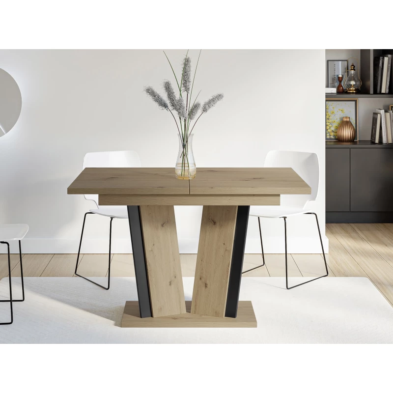 Rozkládací jídelní stůl OLEGIN - dub artisan / černý