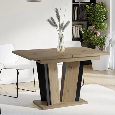 Rozkládací jídelní stůl OLEGIN - dub artisan / černý