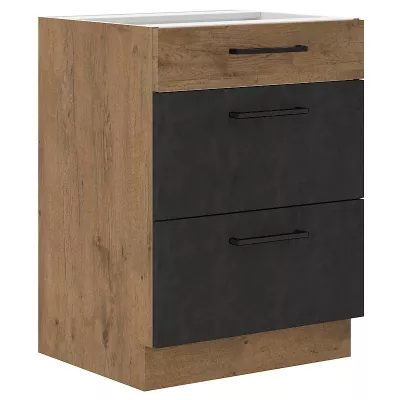 Šuplíková skříňka VANYA - šířka 60 cm, matera / dub lancelot