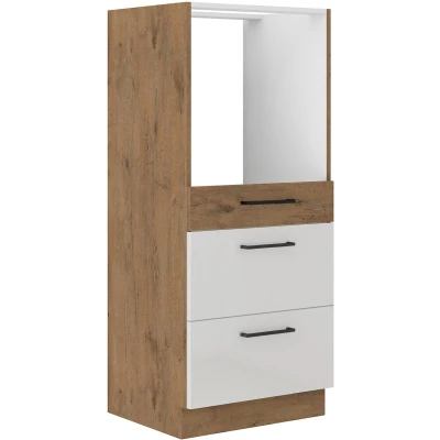 Skříňka se šuplíky na vestavnou troubu VANYA - šířka 60 cm, bílá / dub lancelot