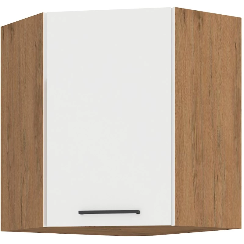 Horní rohová skříňka VANYA - 60x60 cm, bílá / dub lancelot