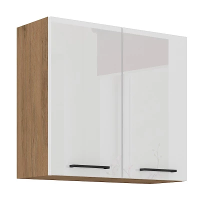 Horní kuchyňská skříňka VANYA - šířka 80 cm, bílá / dub lancelot