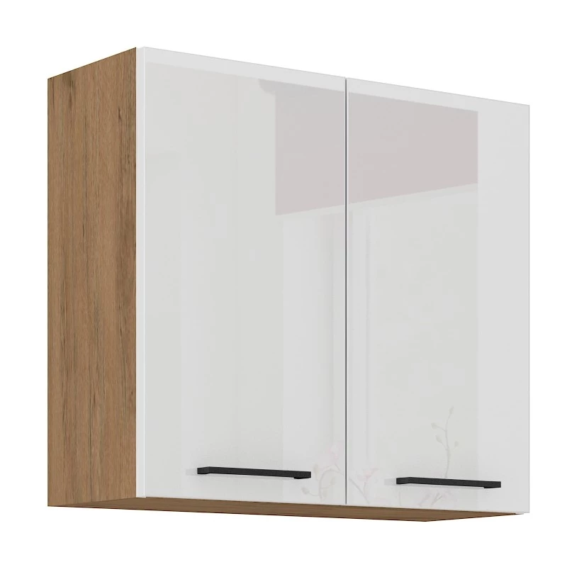 Horní kuchyňská skříňka VANYA - šířka 80 cm, bílá / dub lancelot