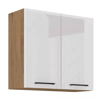 Horní kuchyňská skříňka VANYA - šířka 80 cm, bílá / dub lancelot