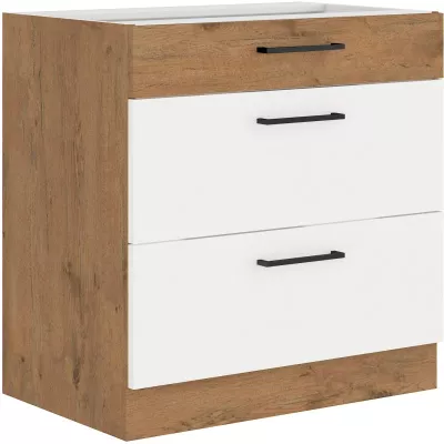 Dolní šuplíková skříňka VANYA - šířka 80 cm, bílá / dub lancelot