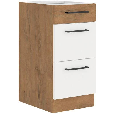 Kuchyňská skříňka se šuplíky VANYA - šířka 40 cm, bílá / dub lancelot