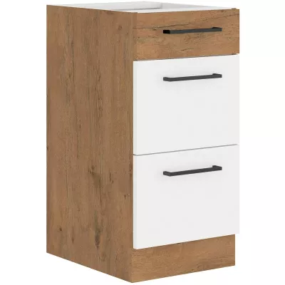 Kuchyňská skříňka se šuplíky VANYA - šířka 40 cm, bílá / dub lancelot