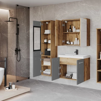 Koupelnová sestava ESTELA 2 - kaštan / šedá lesk