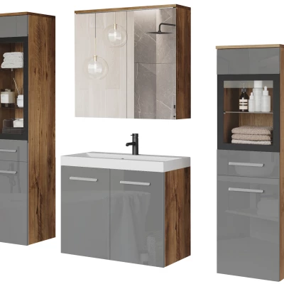 Koupelnová sestava ESTELA 2 - kaštan / šedá lesk