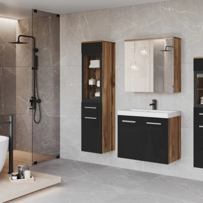 Koupelnová sestava ESTELA 2 - dub wotan / černá lesk