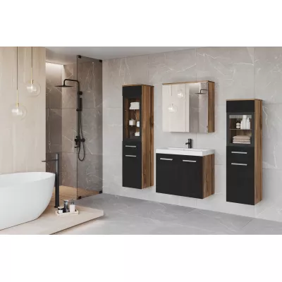 Koupelnová sestava ESTELA 2 - dub wotan / černá lesk