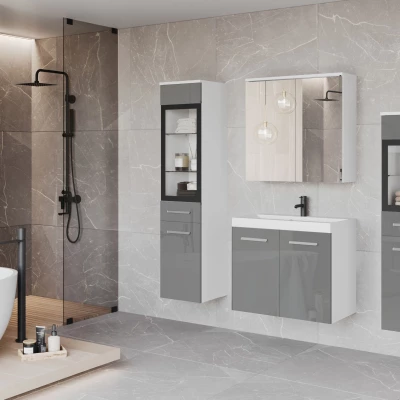 Koupelnová sestava ESTELA 2 - bílá mat / šedá lesk