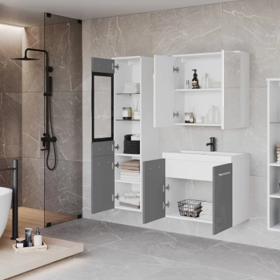 Koupelnová sestava ESTELA 2 - bílá mat / šedá lesk