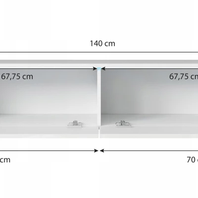 TV stolek CERIEE 140 - dub wotan / černý lesklý