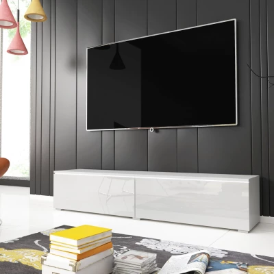 TV stolek CERIEE 140 - bílá, bílá lesklá