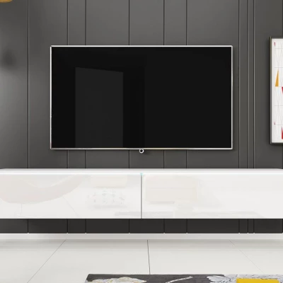 TV stolek CERIEE 180 - bílá / bílá lesklá