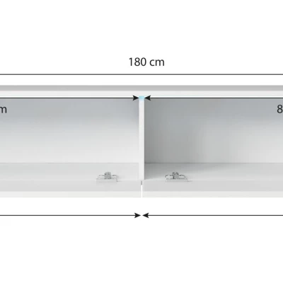 TV stolek CERIEE 180 - dub wotan / bílá lesklá