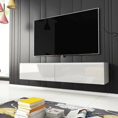 TV stolek CERIEE 140 - bílá, bílá lesklá