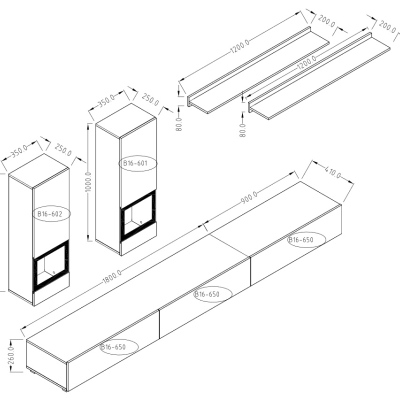 Originální obývací stěna BRYCE, San Remo